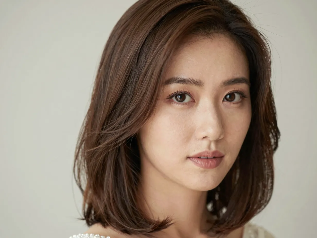 Face framing layered shoulder length bride soft dimension