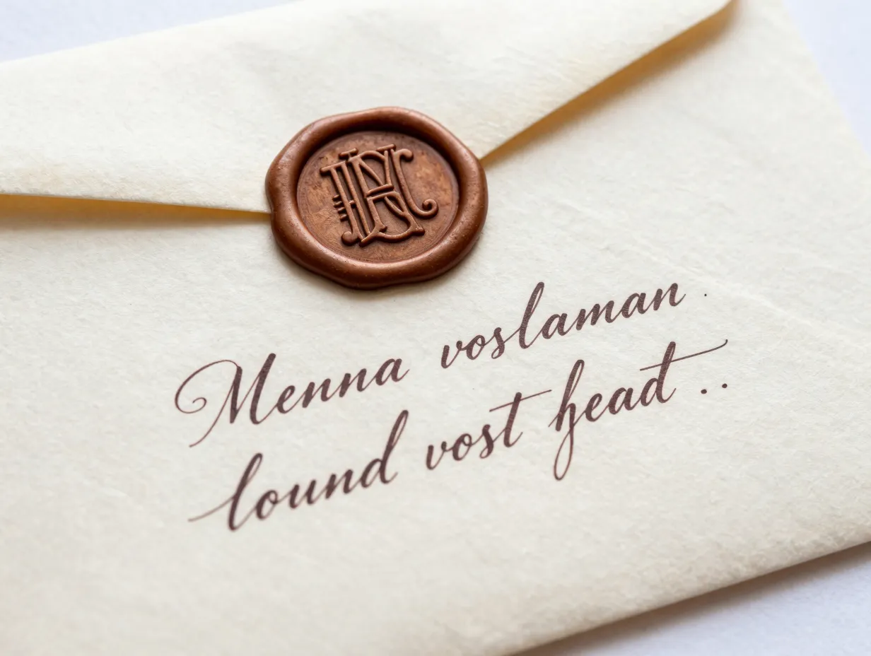 Wax sealed envelope with hand lettered calligraphy address