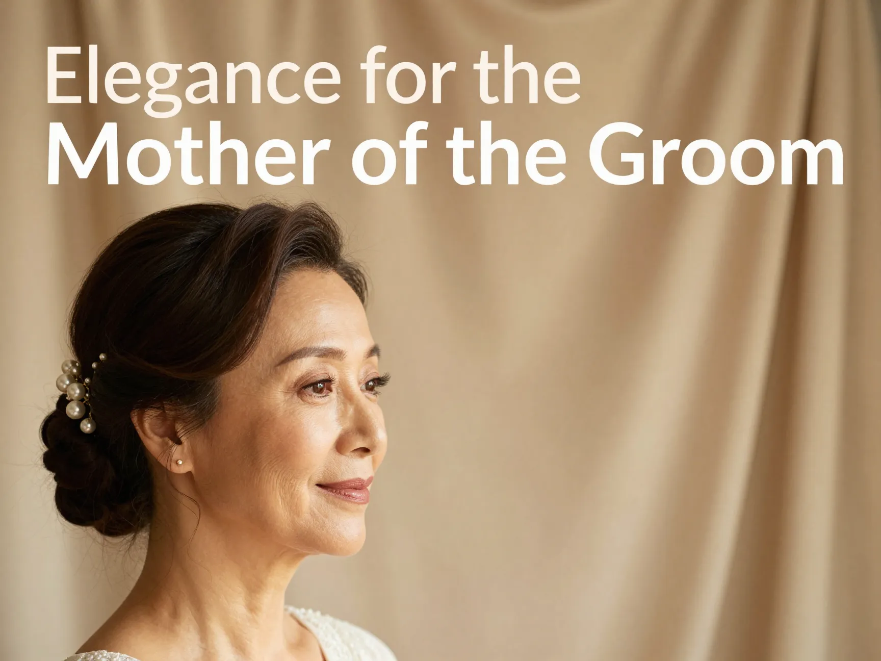 Mature woman sophisticated french twist pearl pins golden light