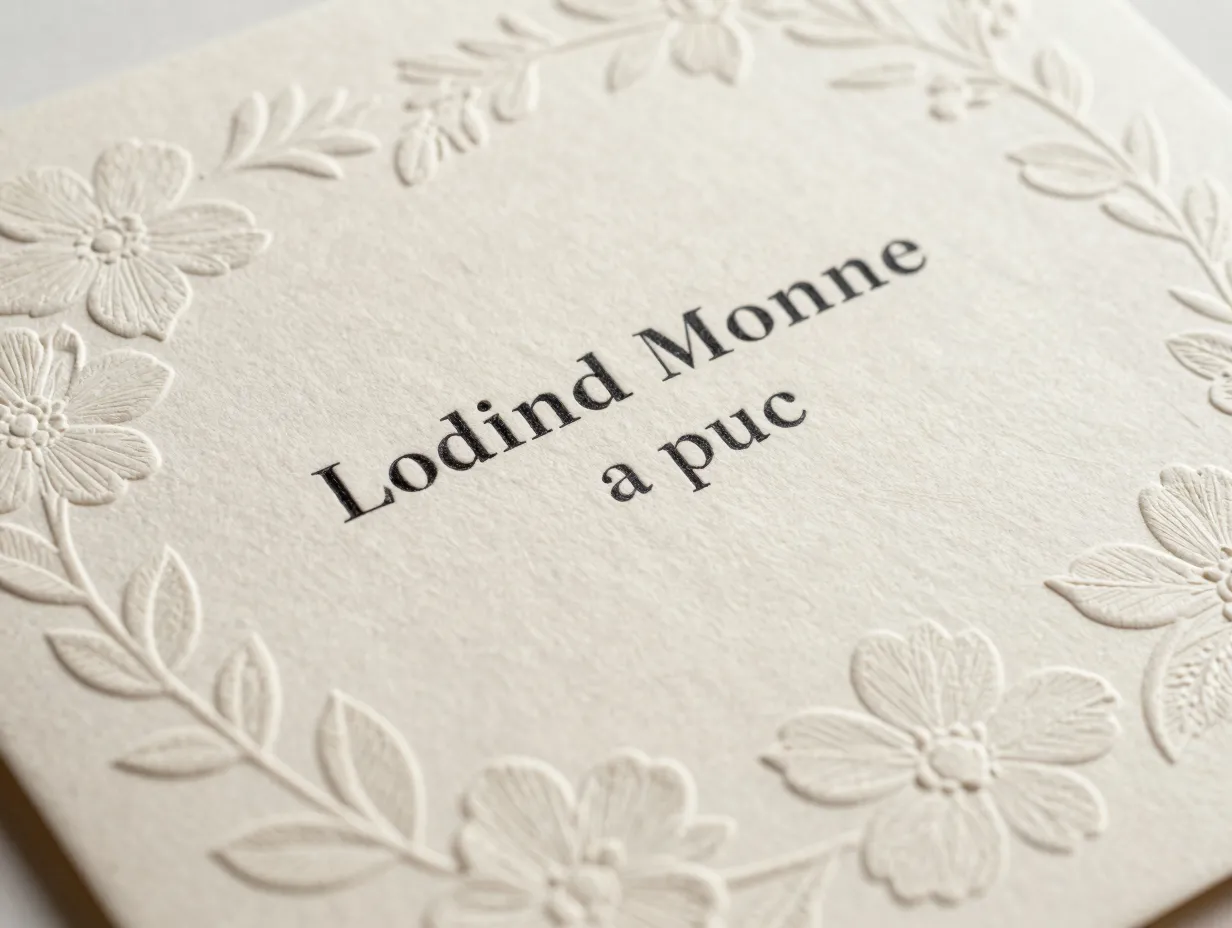 Blind embossed whitework floral border on cream card stock