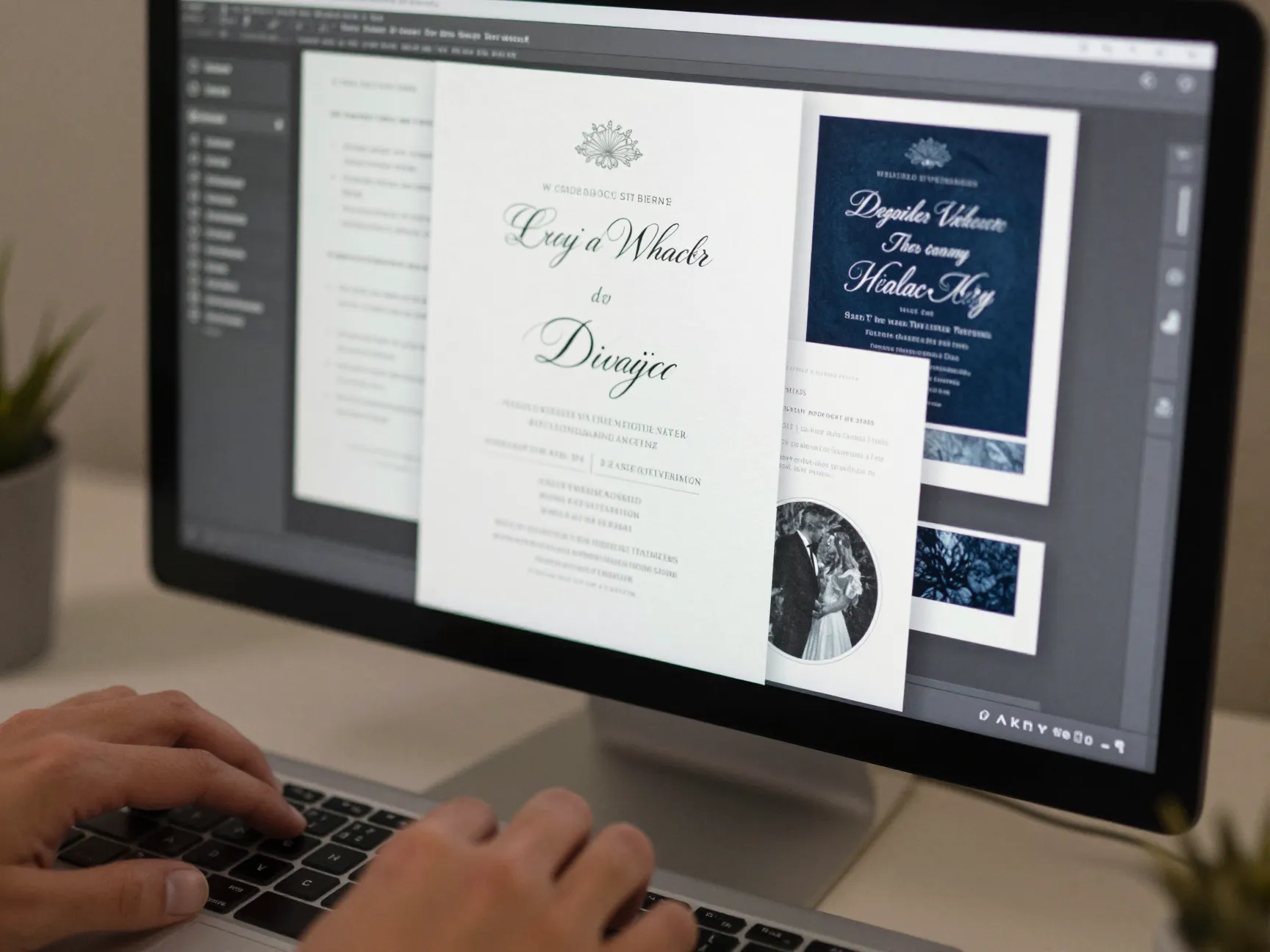 Graphic designer presenting custom wedding invitation print ready files