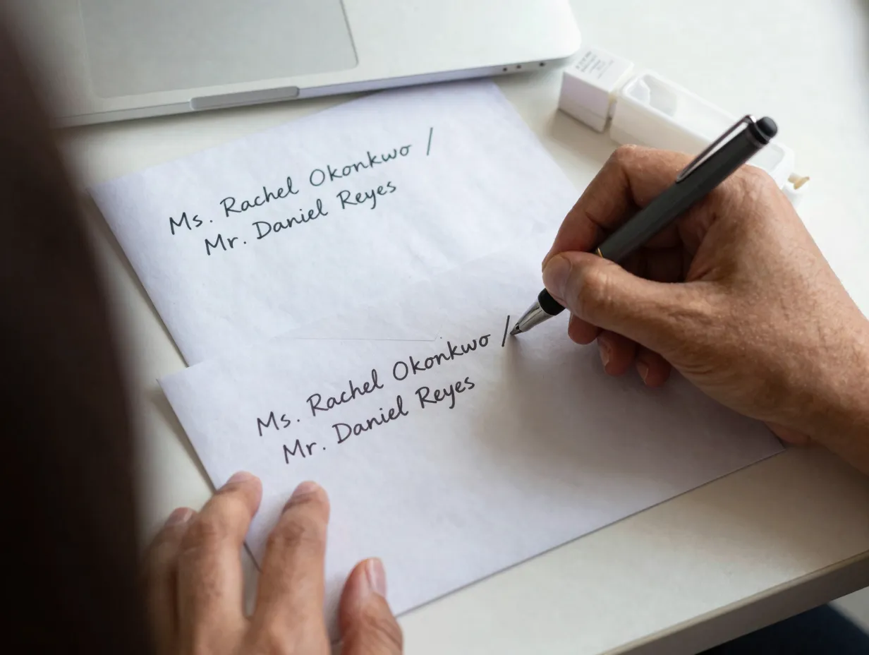 Correcting formal envelope address for unmarried couple