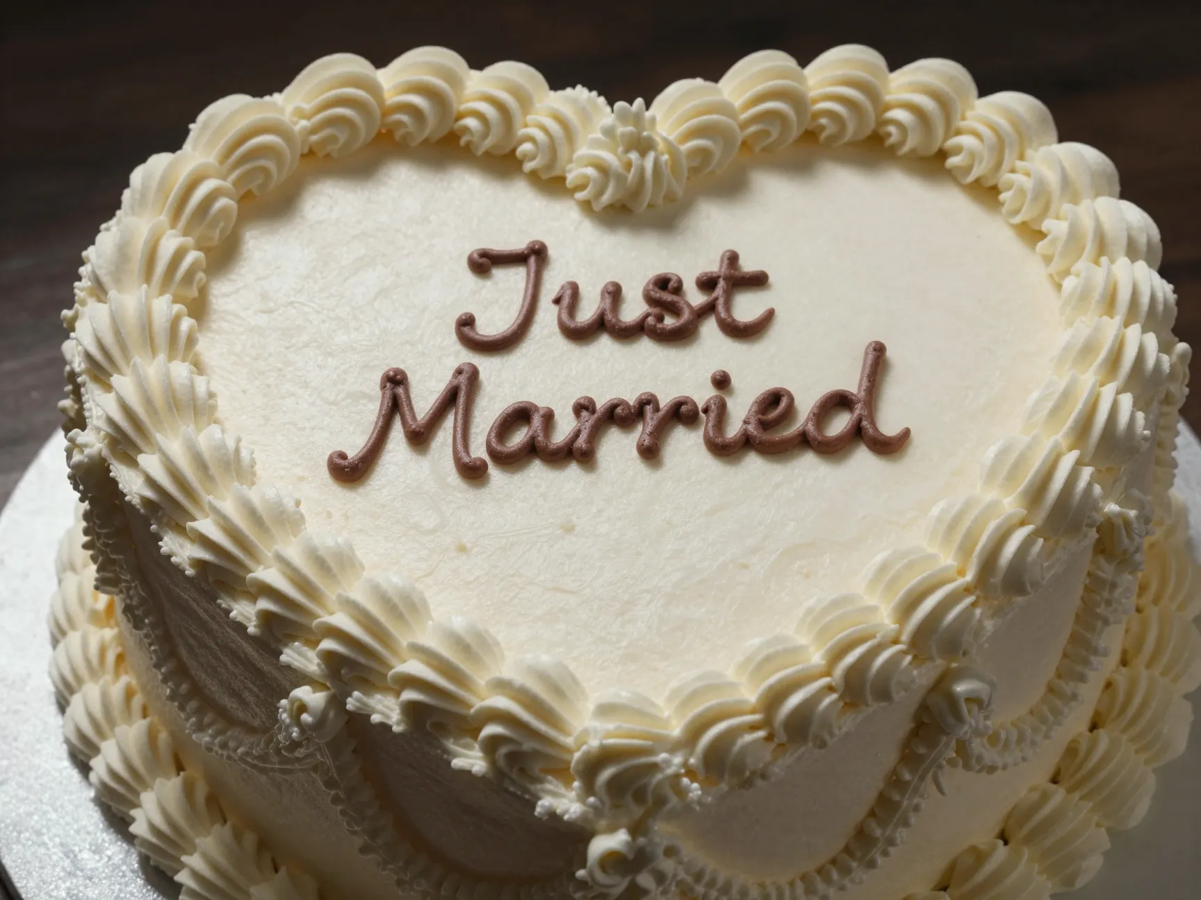 Viral heart shaped lambeth cake with just married message