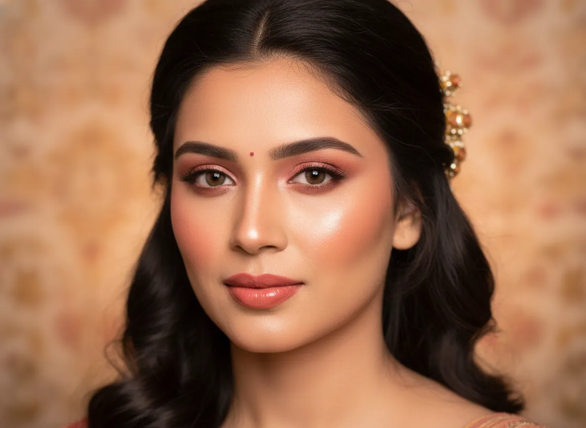 Monochromatic glow warm peach palette dewy glass skin cohesive canvas