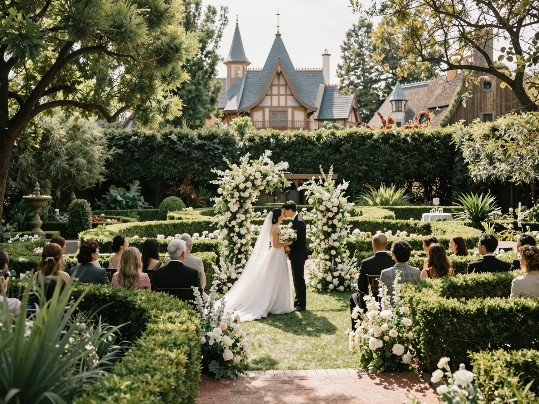 Romantic garden wedding ceremony at magnolia park terrace
