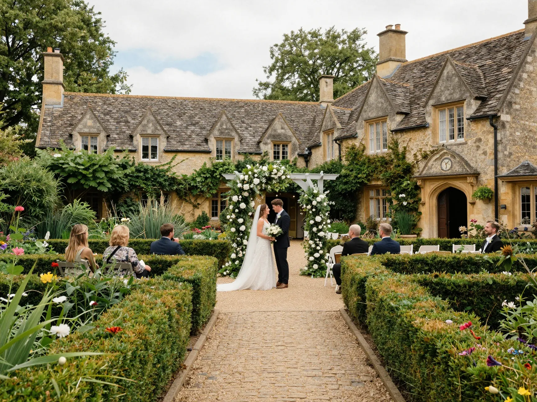 English garden wedding in united kingdom courtyard at epcot
