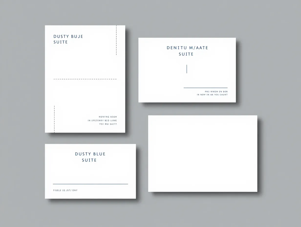 Modern minimalist white space geometric layout dusty blue suite