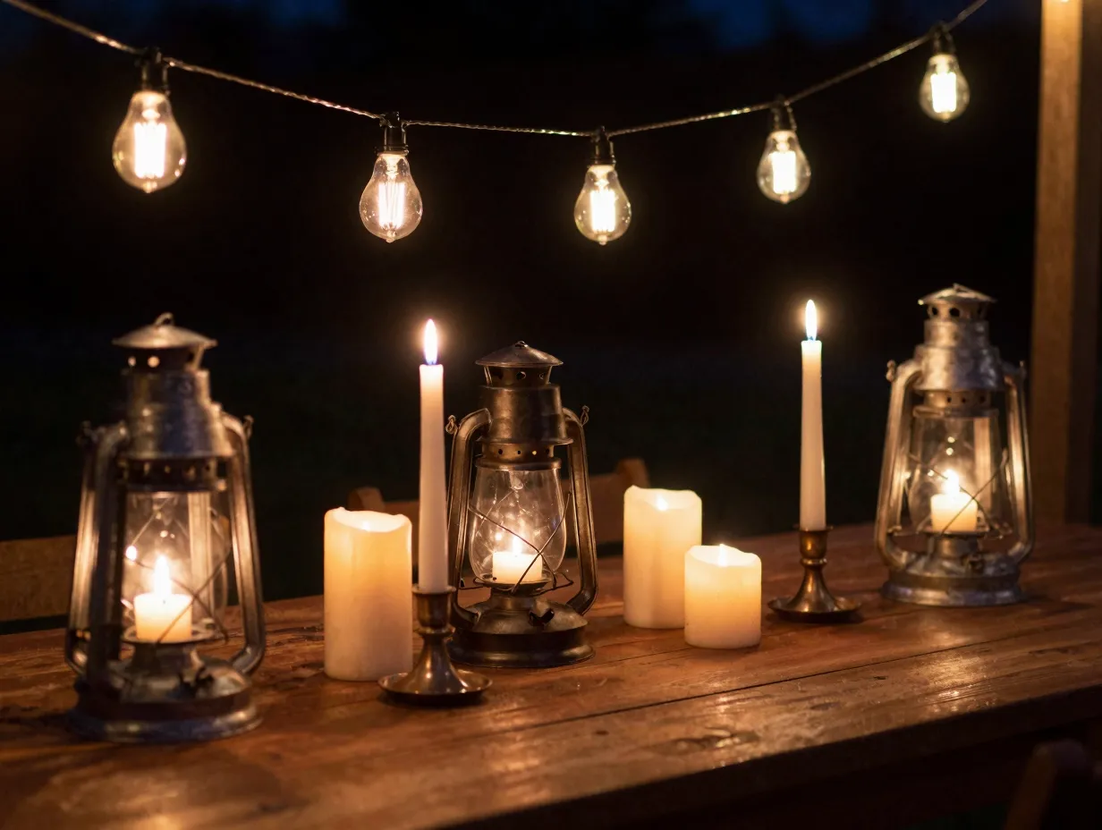 Romantic candlelight edison bulbs lanterns rustic lighting