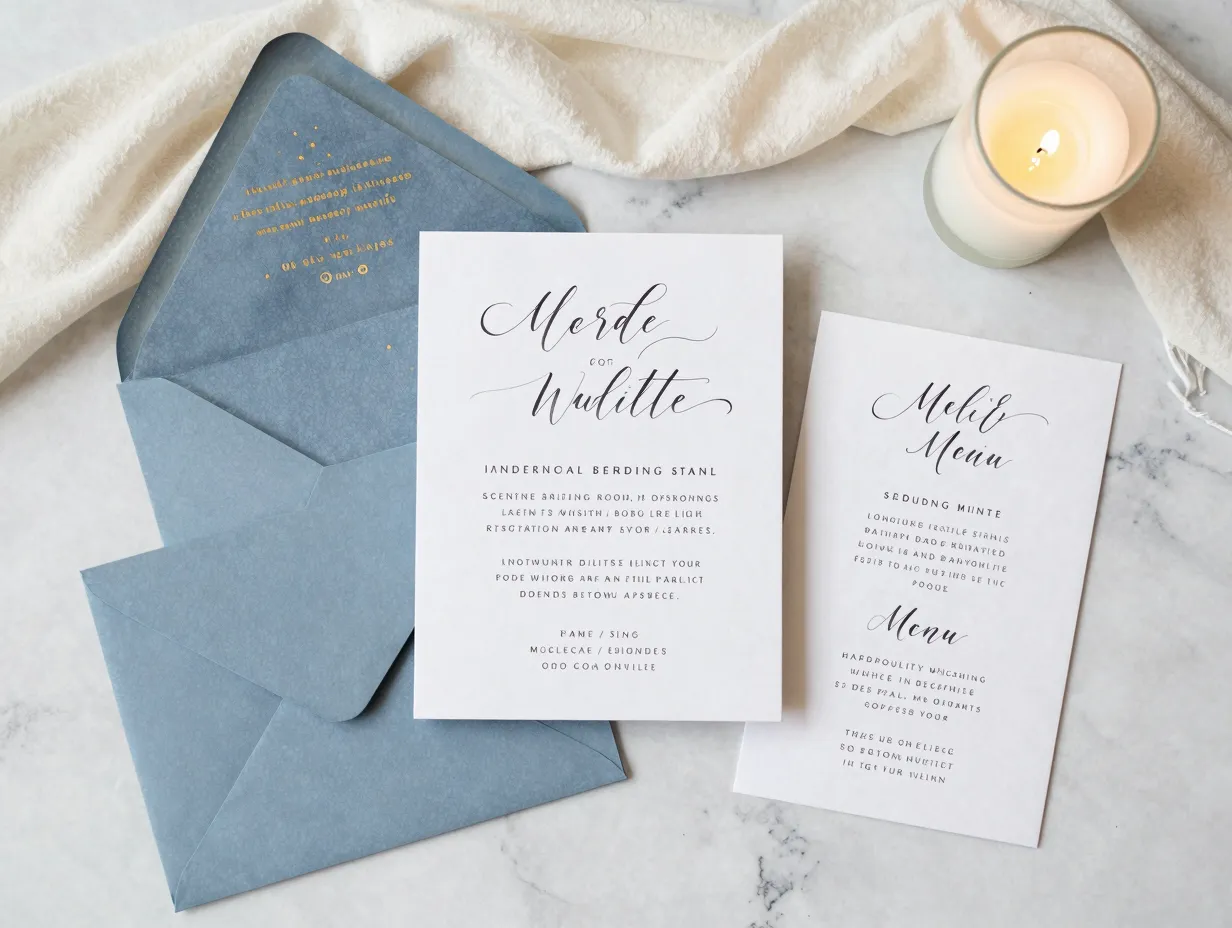 Modern calligraphy expressive lettering dusty blue gold sans suite