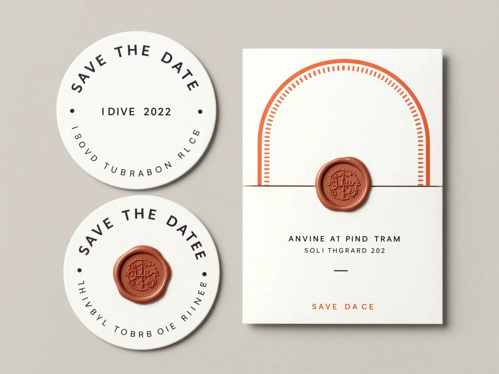 Unique shape stationery circular save the date round wax seal invitation