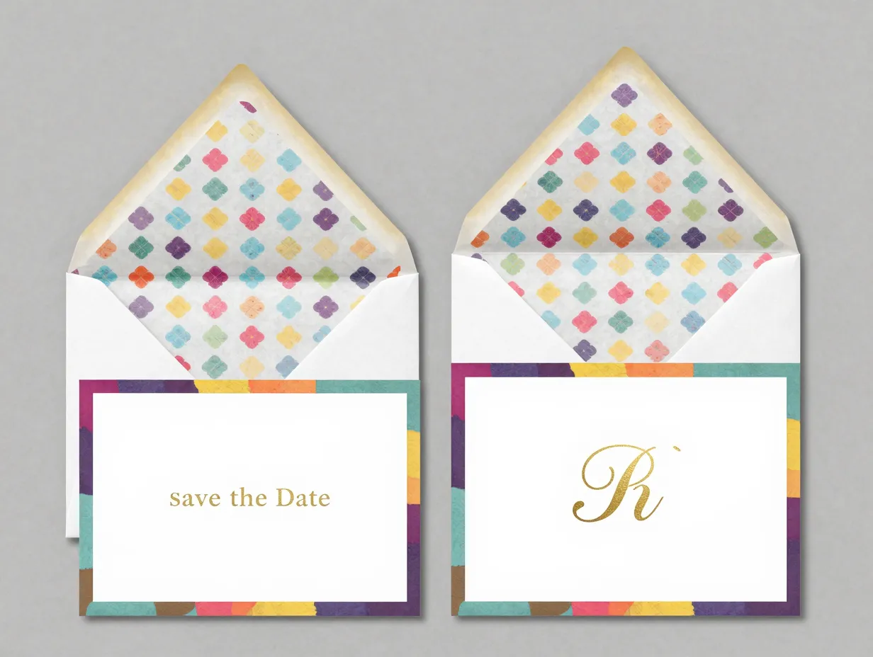 Elevated envelope liner suite patterned liner coordinating invitation border