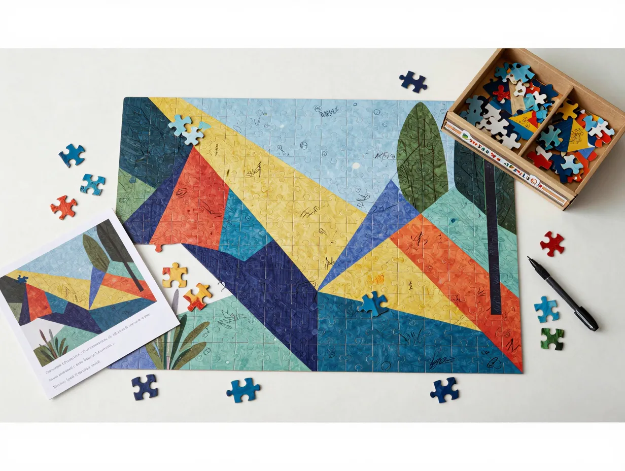 Large custom jigsaw puzzle piece signing station table