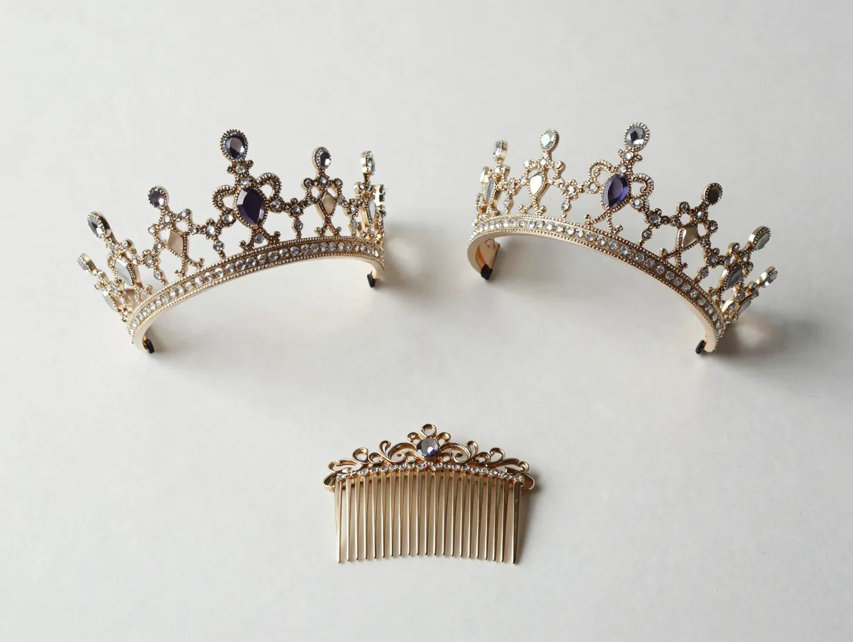 Convertible hairpiece crown detaches into delicate comb flatlay