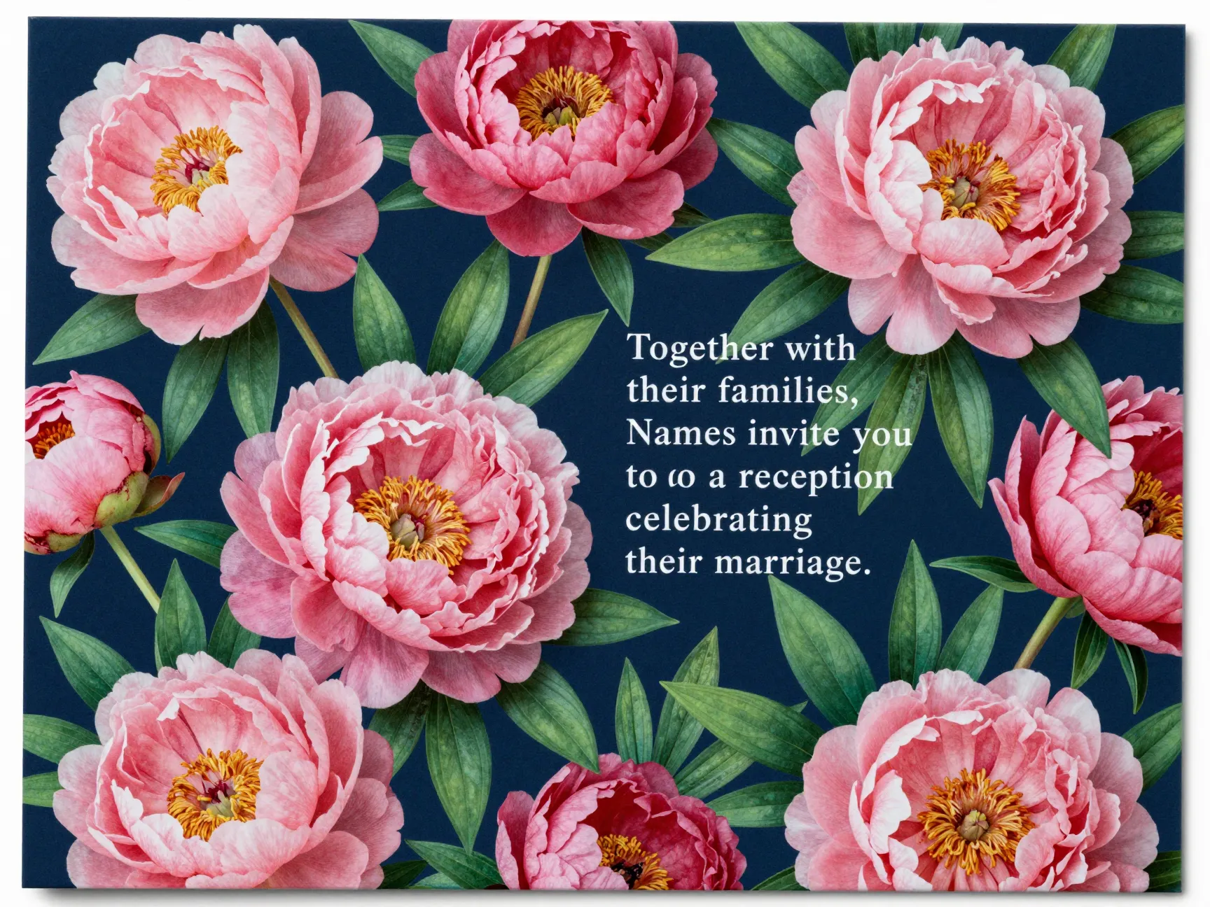 Maximalist floral design invitation with lush oversized botanical prints on paper