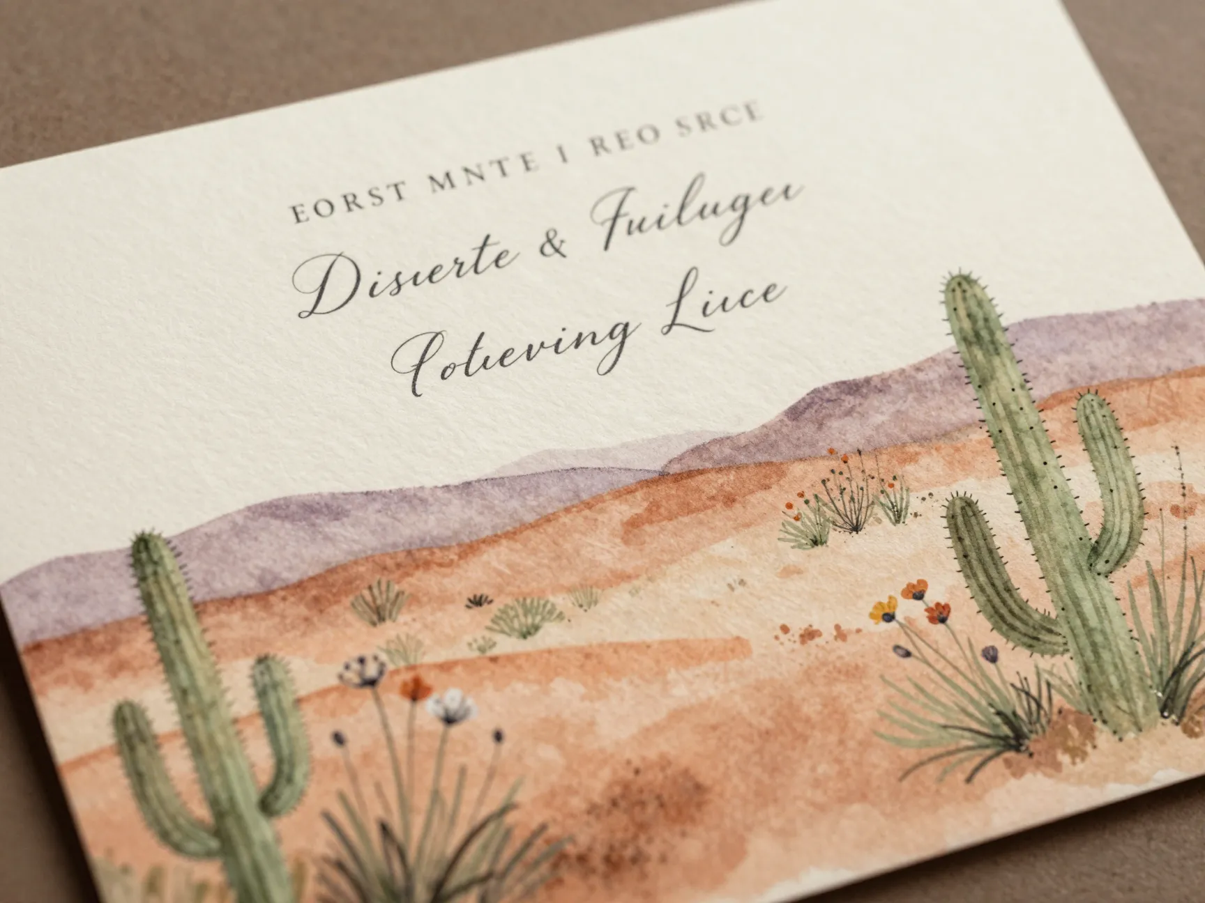 Desert watercolor dreamscape terracotta sage green handpainted landscape