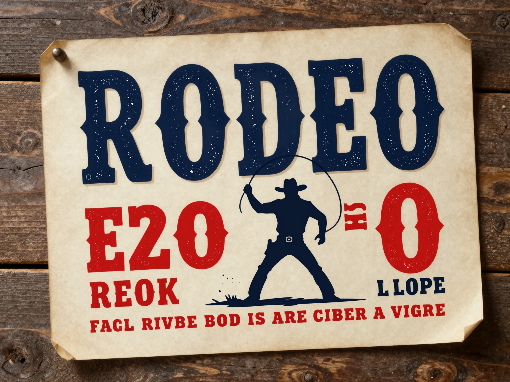 Vintage rodeo poster invitation bold typography distressed paper cowboy illustration