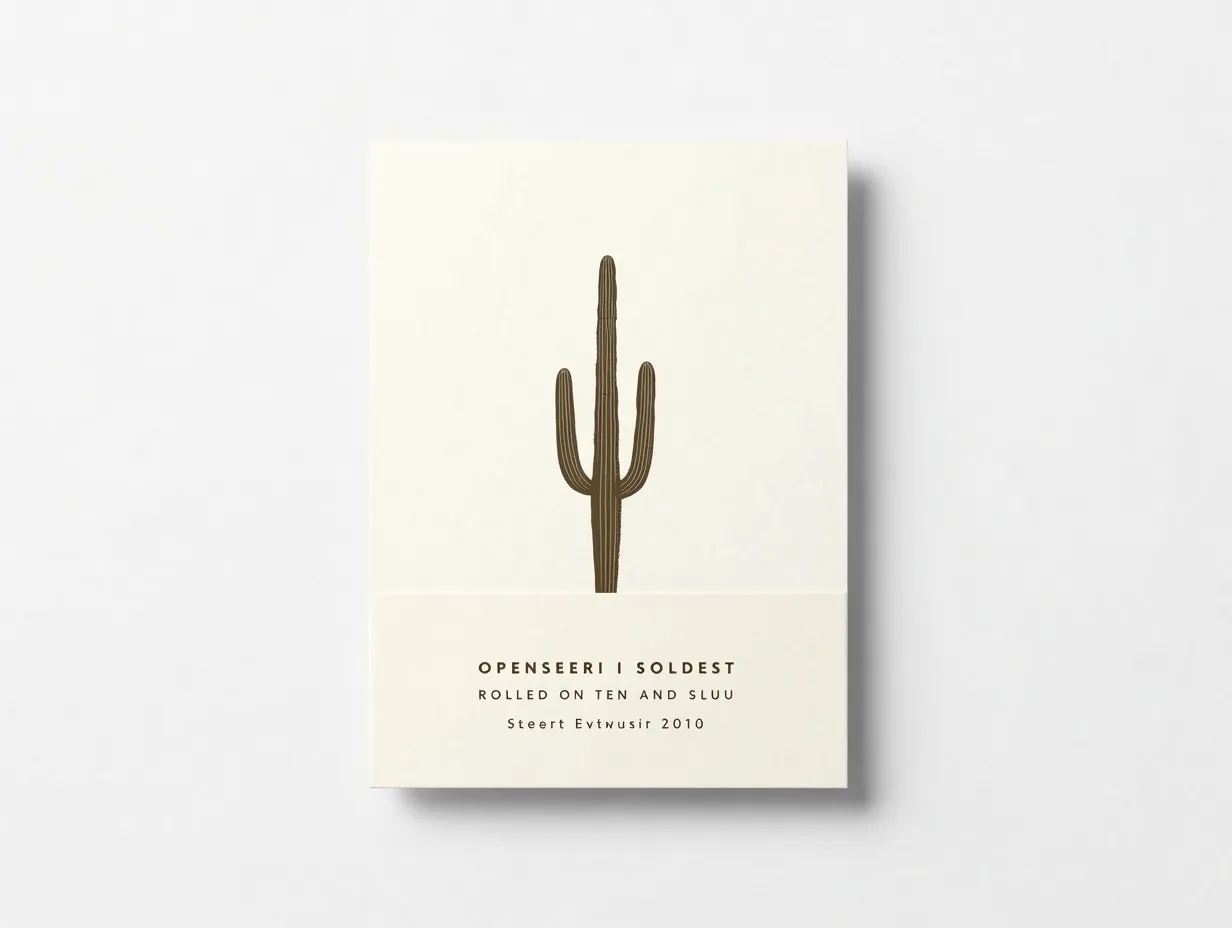 Minimalist desert modern invitation lone saguaro silhouette clean white space