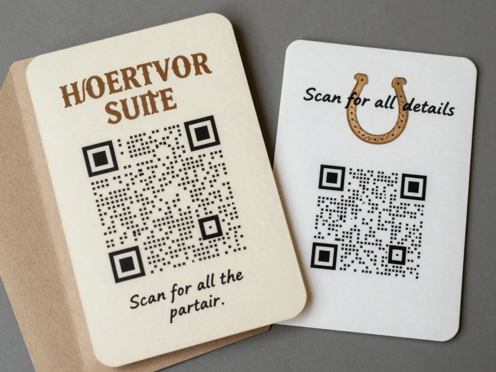 Qr code interactive western suite horseshoe design detail card