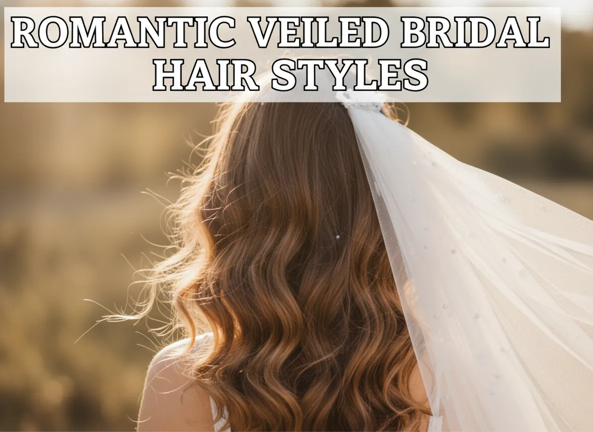 Romantic brunette waves pearl veil textured hair closeup