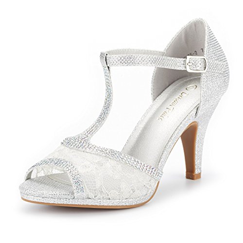 DREAM PAIRS Women's Amore_2 Silver Glitter Fashion Stilettos Open Toe ...