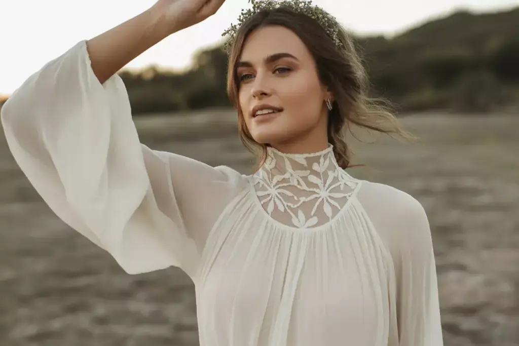 A woman in a white dress.