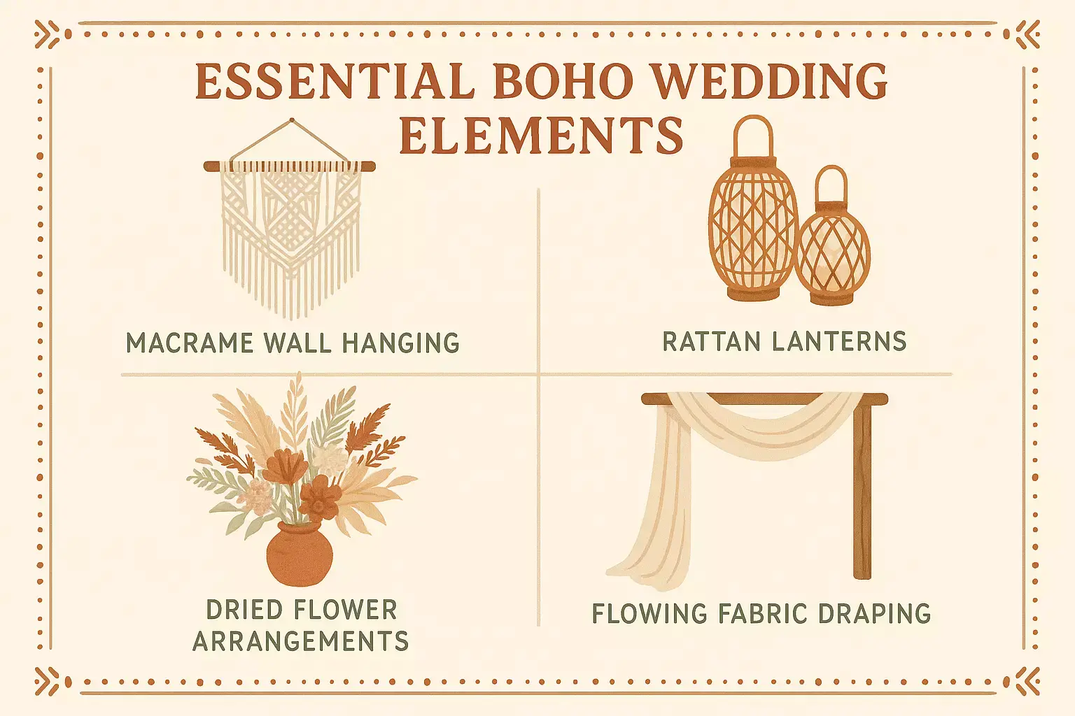Read more about the article How to Get the Boho Wedding Decor Look: Macrame, Rattan & More