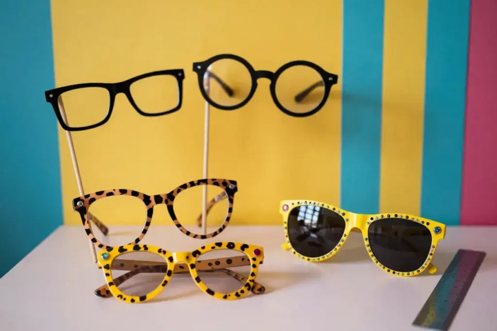 Colorful oversized cardstock glasses gems glitter handles