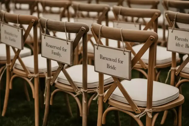 Reserved Seating Signs Family Names Twine Chair Backs Front Row
