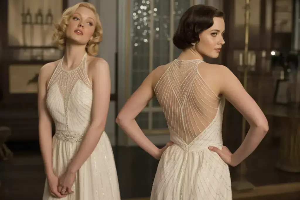 The vintage inspired halter with art deco back ballroom glamour