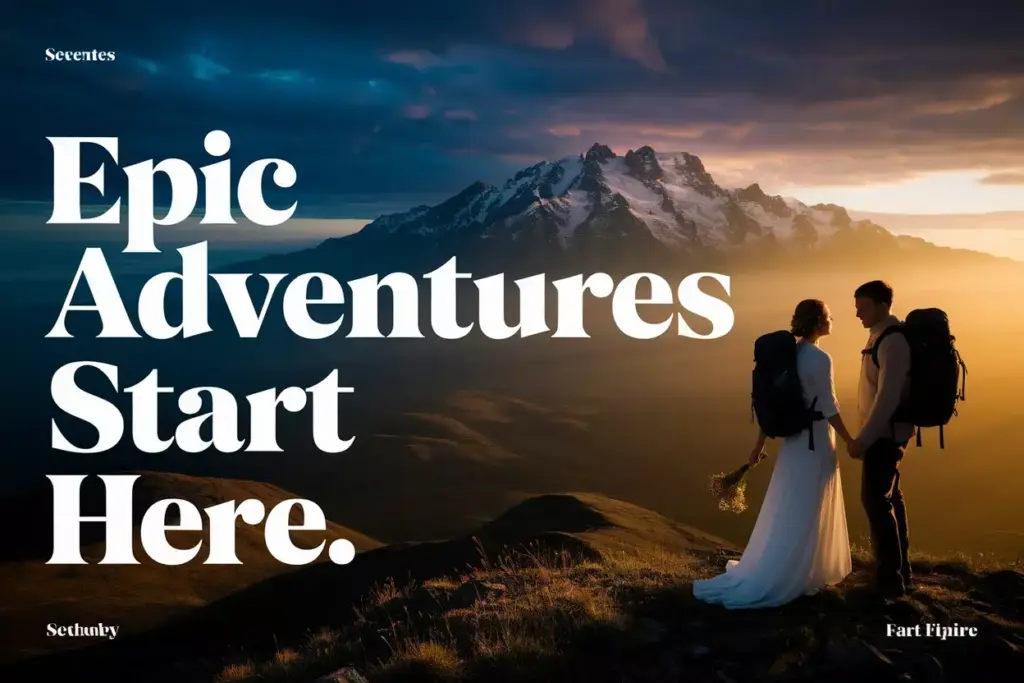 Adventure couple silhouette sunrise mountain national park wedding