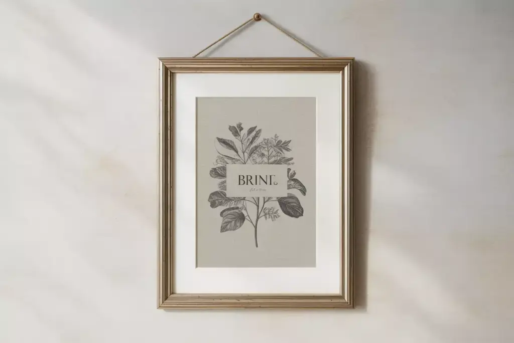 Elegantly framed botanical print bridal shower table sign