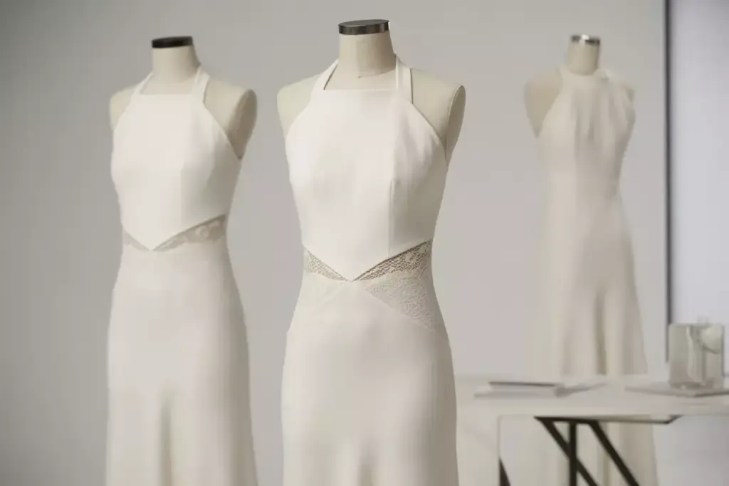 Sleek sheath minimalist lace modern wedding dress