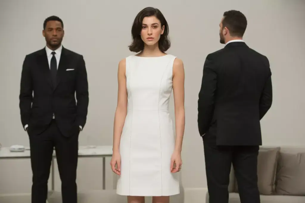 Sleek white contemporary sheath dress clean lines tailored fit