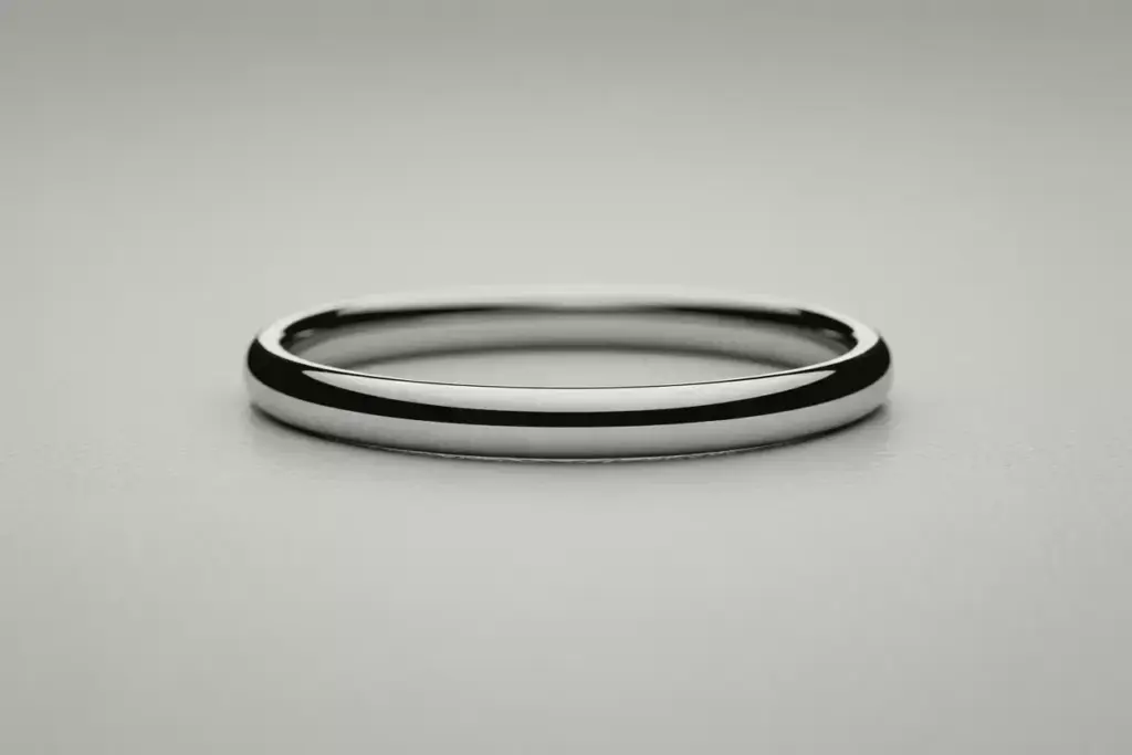 Ultra minimalist wedding band platinum mirror polish studio