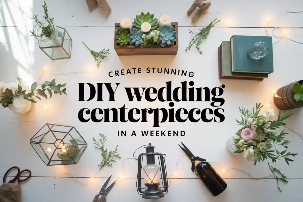 Diy wedding centerpieces weekend crafting project flat lay composition