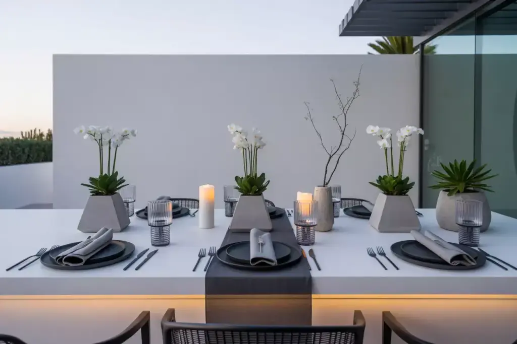 Modern minimalist table geometric planters monochrome elegance