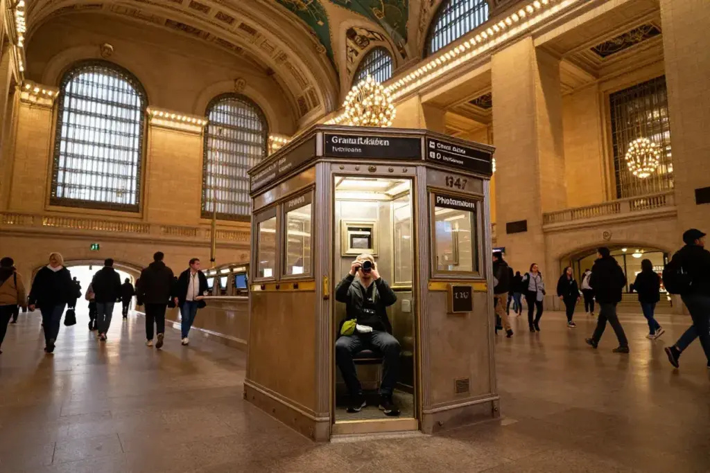Grand central terminal 1947 photomaton booth travelers main concourse