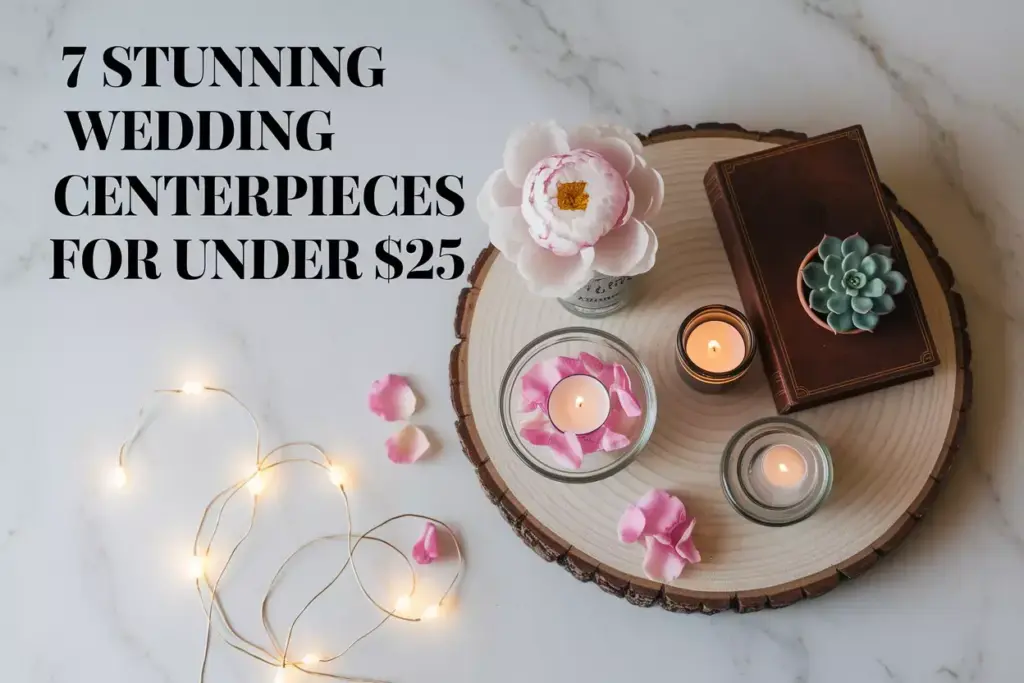 Romantic budget wedding centrepiece diy flatlay with mason jar candle succulent