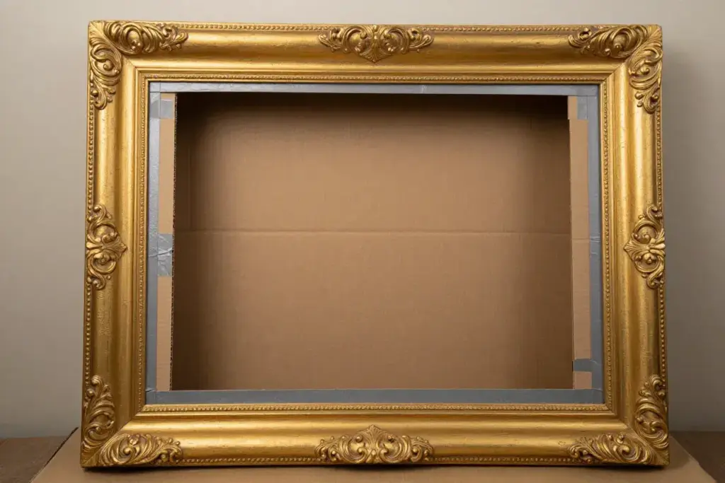 Cardboard frame photo portal vintage gold picture frame prop