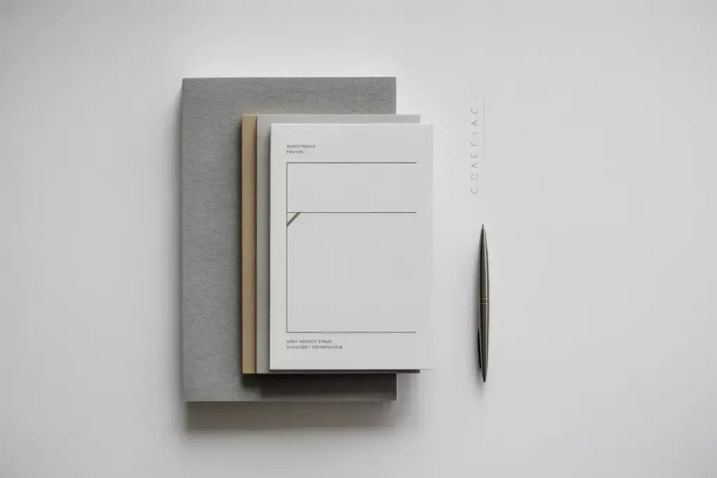 Modern minimalist recipe cards with geometric accent on white