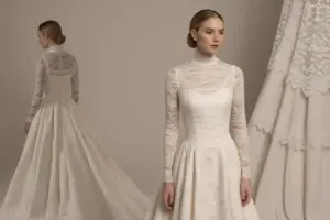 Read more about the article 6 Romantic Lace Wedding Dresses With High Neckline For Vintage Charm