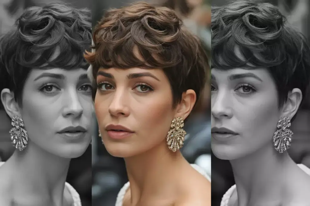 Textured pixie cut piecey volume bold statement earrings