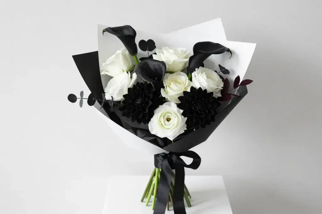 Architectural black calla lily white rose modern