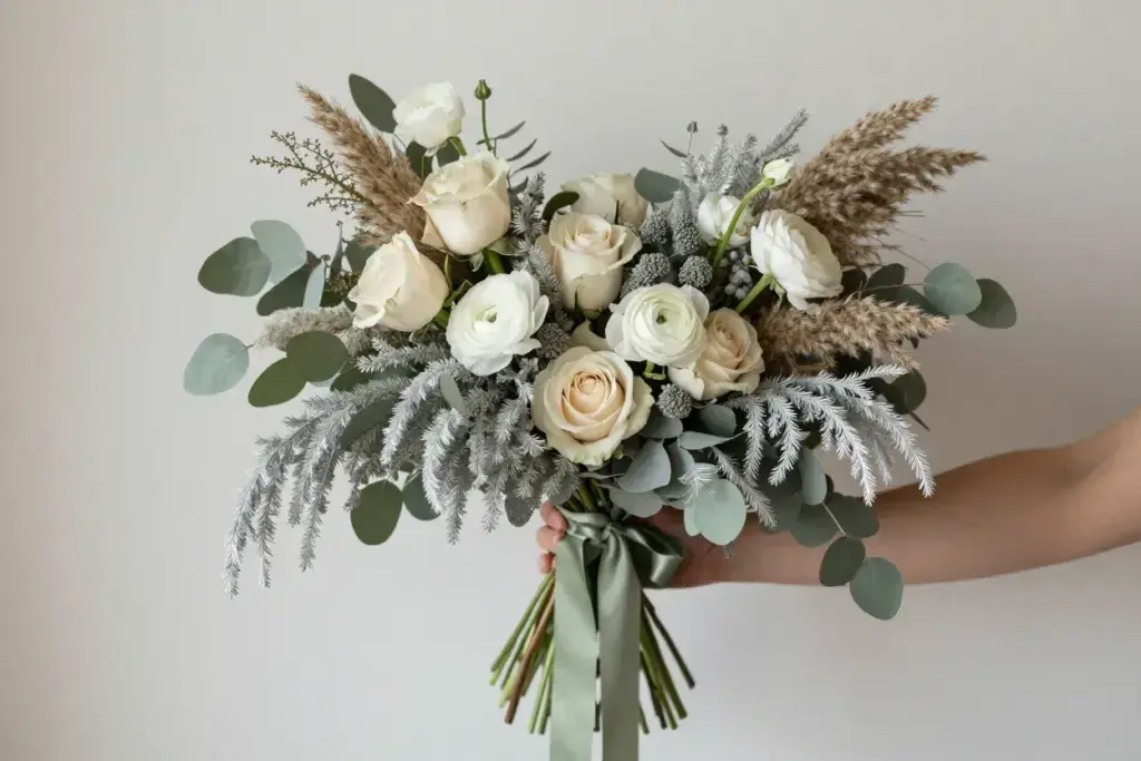 Sage cream dried pampas natural textured bouquet