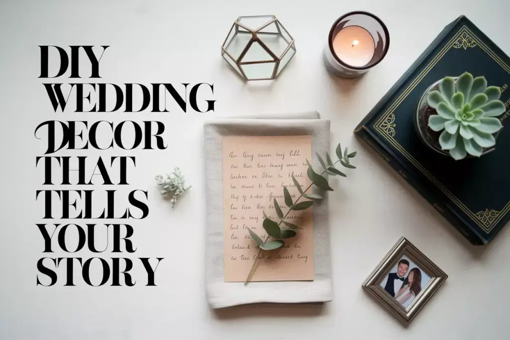 Elegant diy wedding tablescape with personalized handwritten notes and natural elements