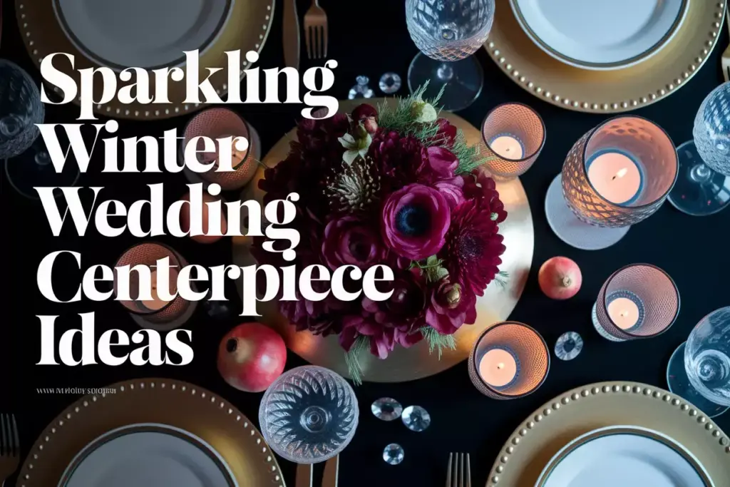 Elegant winter wedding table with jewel toned florals and candlelight