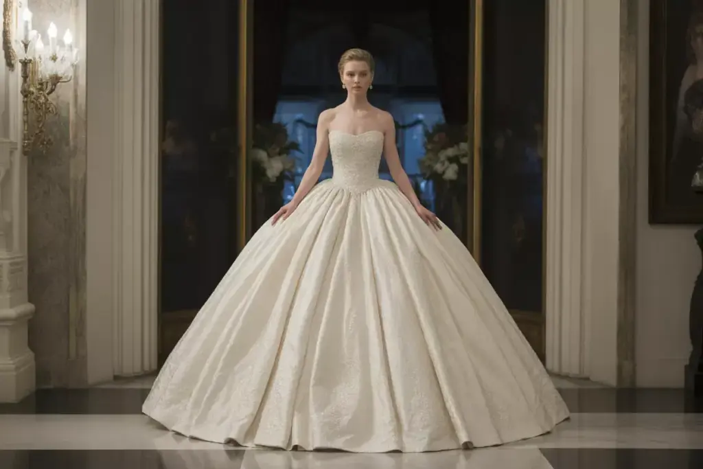 Classic ballgown beaded bodice voluminous skirt bride