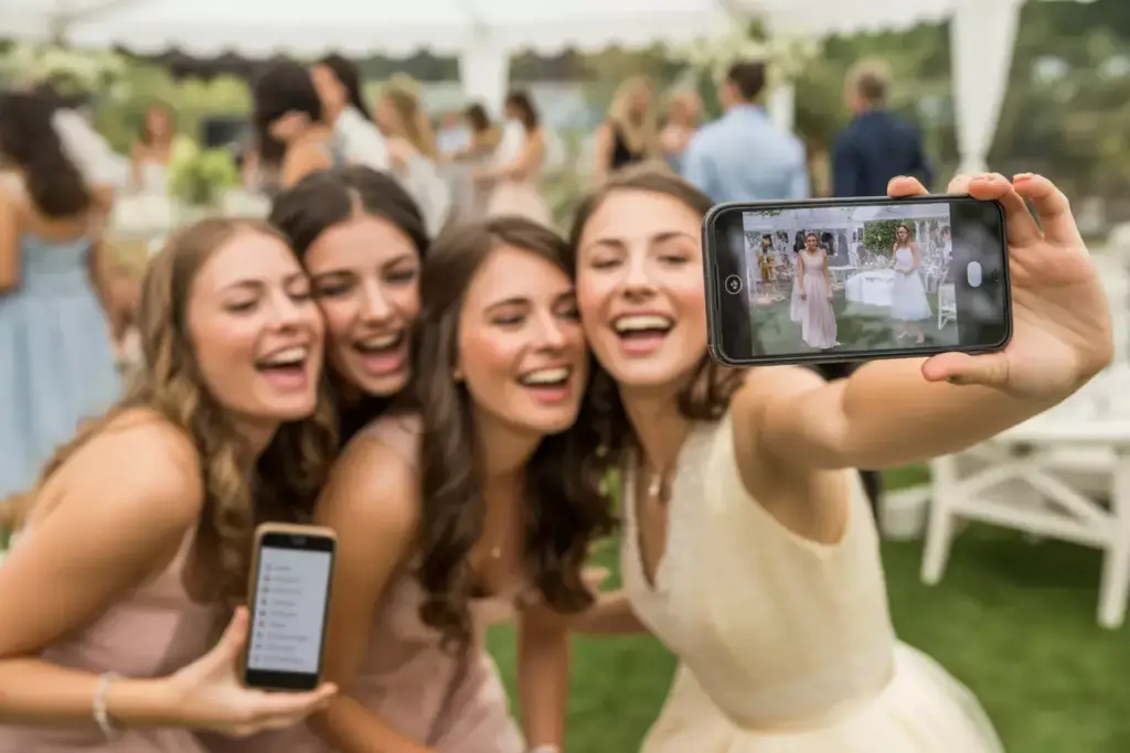 Digital scavenger hunt adventure team taking a selfie for challenge