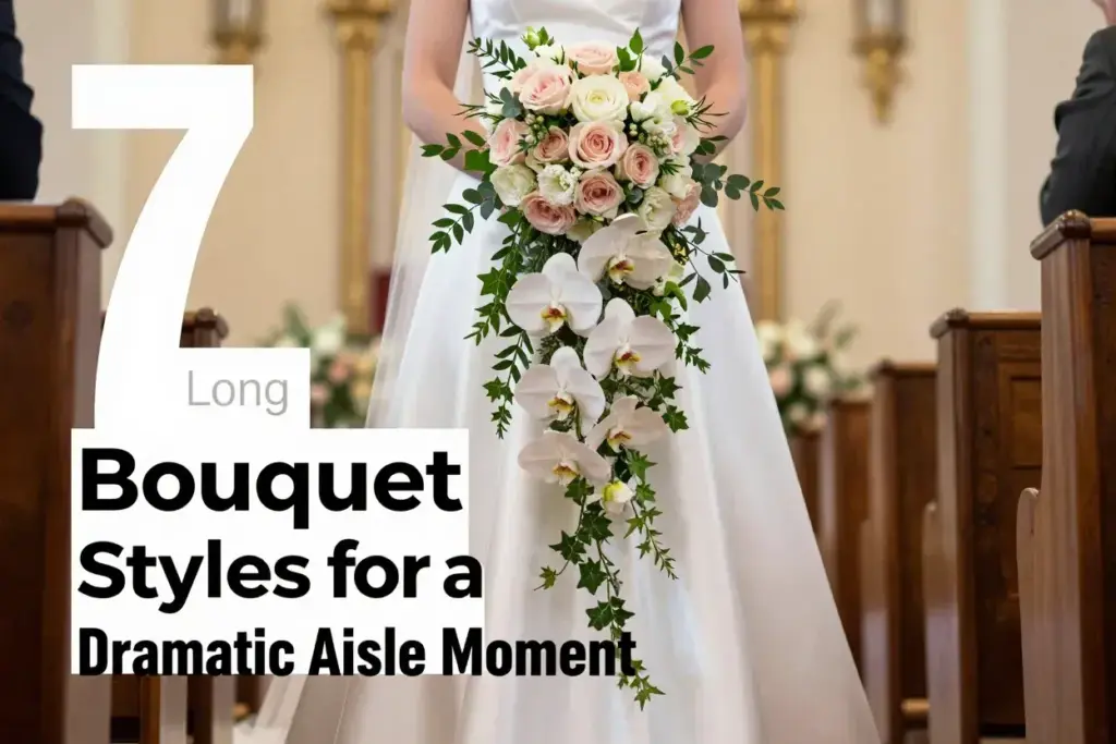 Seven dramatic long bouquet styles for stunning aisle moments 2026