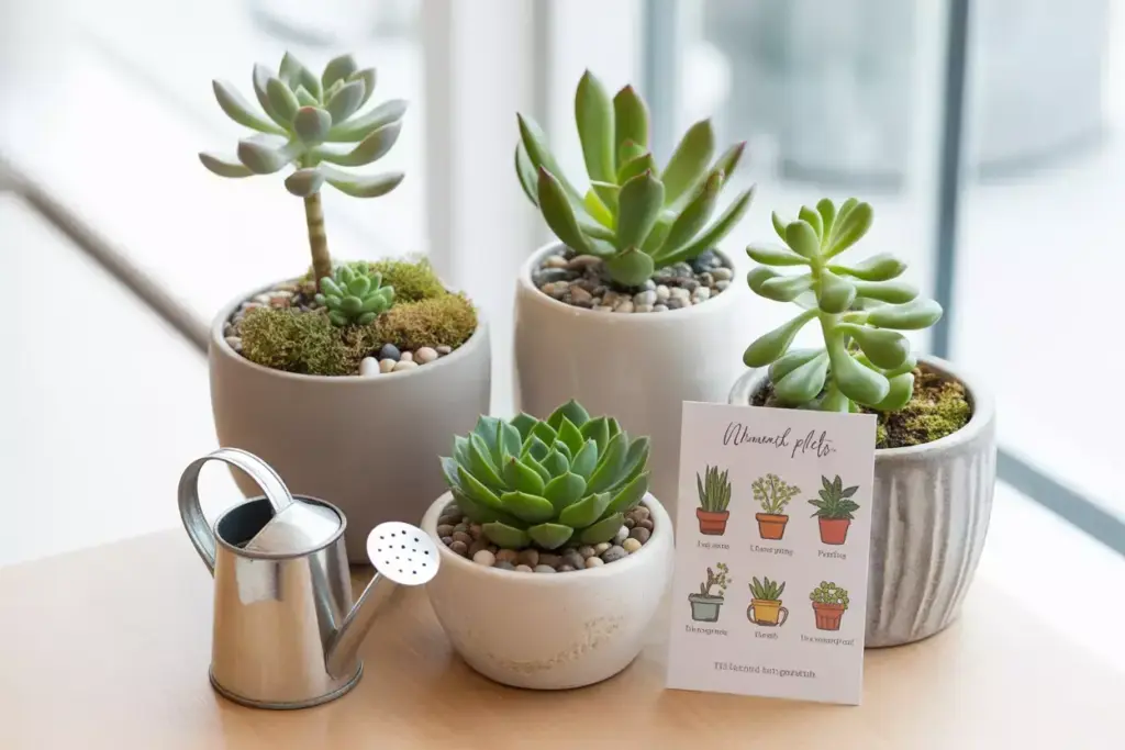 Miniature succulent plants ceramic pots care accessories